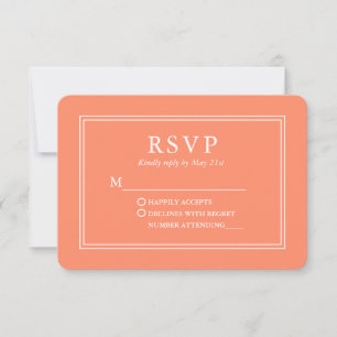 Modern Stylish Wedding Coral RSVP Card