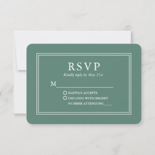 Modern Stylish Wedding Eucalyptus Green RSVP Card