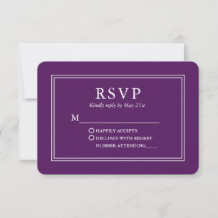Modern Stylish Wedding Purple RSVP Card