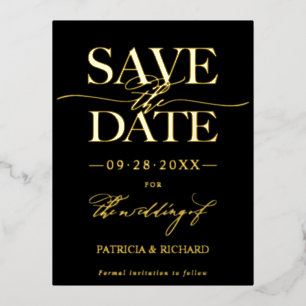 Modern Stylish Wedding Save The Date Non Photo Foil Holiday Postcard