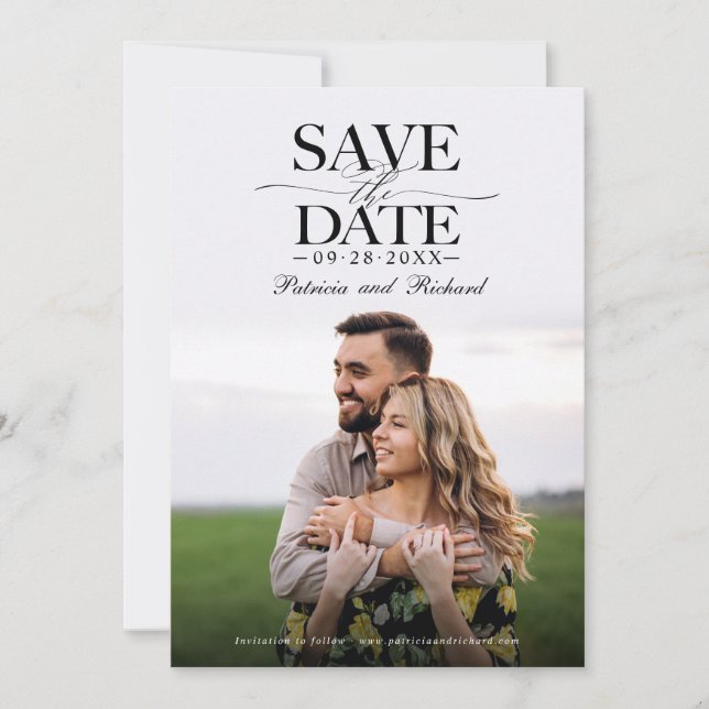 Modern Stylish Wedding Save The Date Photo Invitation (Front)