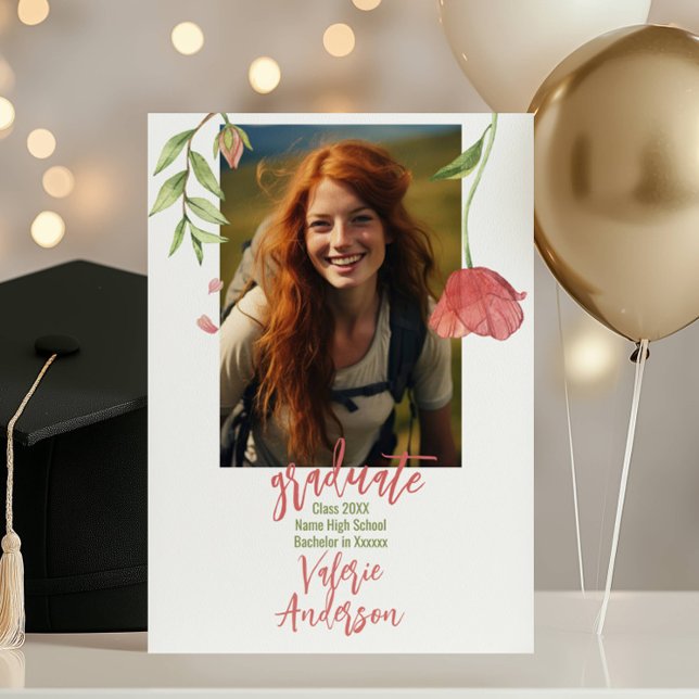Modern Stylish wild flowers graduation  Invitation (Creator Uploaded)