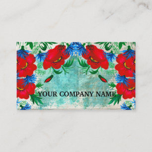 Modern Stylish Wood Floral Turquoise Watercolor Bu Business Card