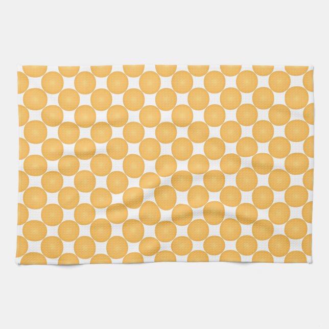 Modern Stylish Yellow Polka Dot Tea Towel (Horizontal)