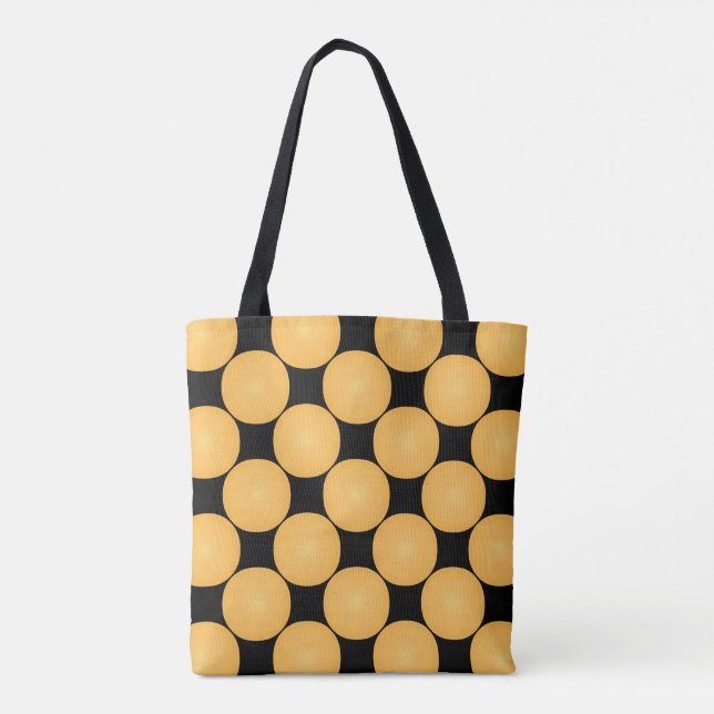 Modern Stylish Yellow Polka Dot Tote Bag (Back)