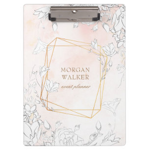 modern subtle blush floral monogram clipboard