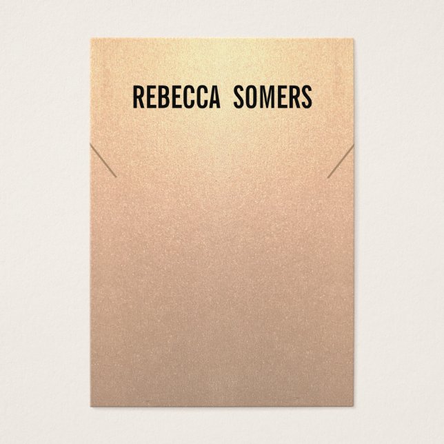 Modern Subtle Rose Gold Necklace Display Card (Front)