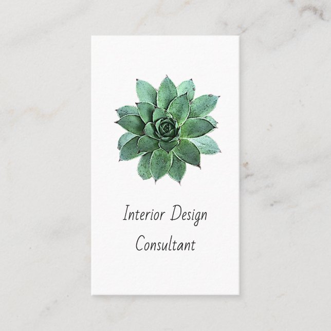 Modern Succulent Boho Botanical QR code  Business Card (Front)