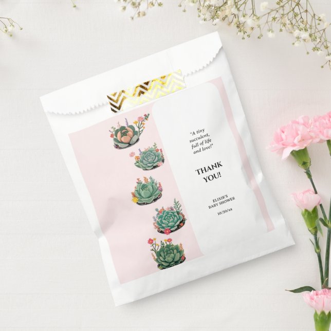Modern Succulent Cactus Baby Shower Favour Bags (Sealed)