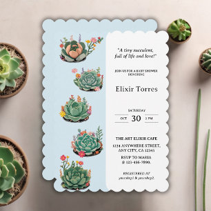 Modern Succulent Cactus Baby Shower Invitation