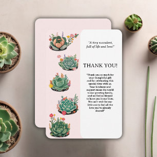 Modern Succulent Cactus Baby Shower Thank You Card