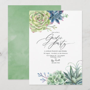 Modern Succulent Greenery Garden Party Invitation