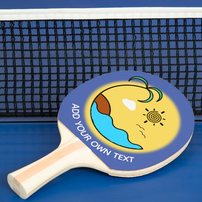 Modern Summer Beach Emblem Art Custom Text Ping Pong Paddle (Insitu)