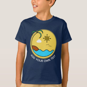 Modern Summer Beach Emblem Art Custom Text T-Shirt