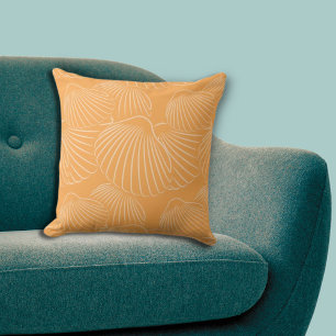 Modern Summer Beach Orange Shell Repeat Pattern Cushion
