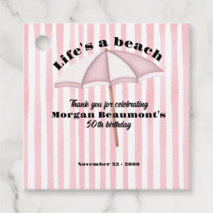 Modern Summer Beach Party Stripes 50th Birthday Favour Tags