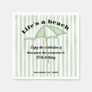 Modern Summer Beach Party Stripes 50th Birthday Napkin