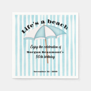 Modern Summer Beach Party Stripes 50th Birthday Napkin