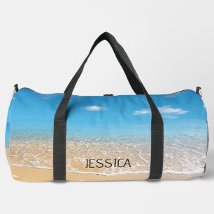 Modern Summer Blue Ocean Beach Duffle Bag