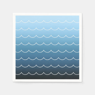 Modern Summer Blue Wave Pattern Gradient Napkin