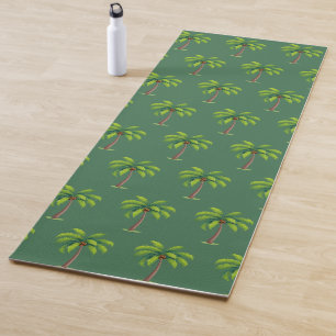 Modern Summer Botanical Palm Trees on Green Yoga Mat