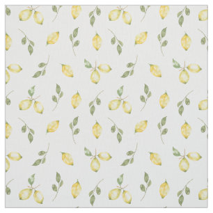 Modern Summer Bright Yellow Lemon Fruit Pattern Fabric
