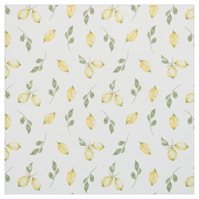 Modern Summer Bright Yellow Lemon Fruit Pattern Fabric (Swatch)