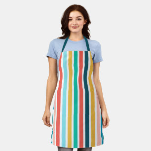 Modern Summer Colorful Vertical  Stripes    Apron