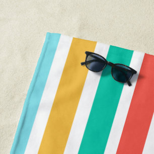 Modern Summer Colourful Vertical Stripes  Beach Towel