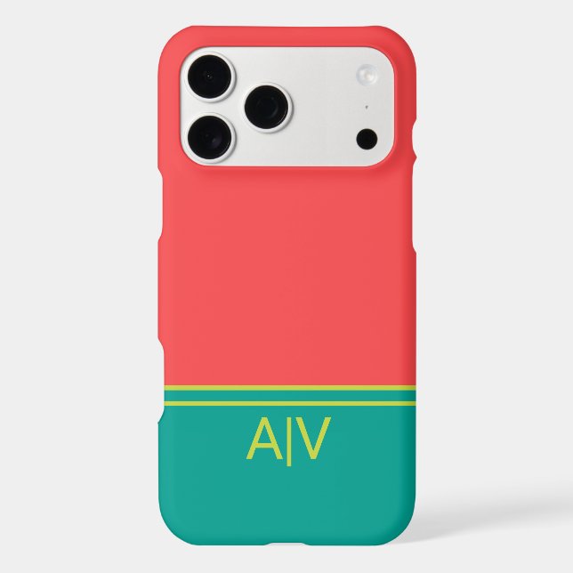 Modern Summer Coral Aquamarine Monogram (Back)