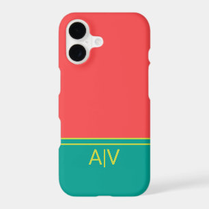 Modern Summer Coral Aquamarine Monogram