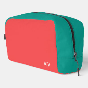 Modern Summer Coral Aquamarine Monogram Dopp Kit
