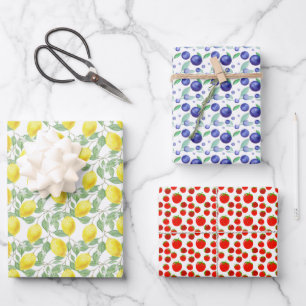 Modern Summer Fruits Pattern Wrapping Paper Sheet