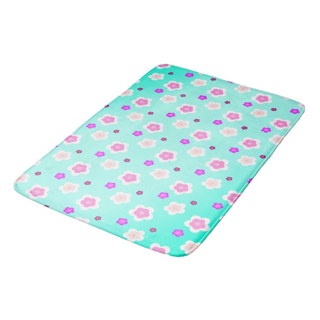 Modern summer gradient daisy flower pattern  bath mat (Angled)