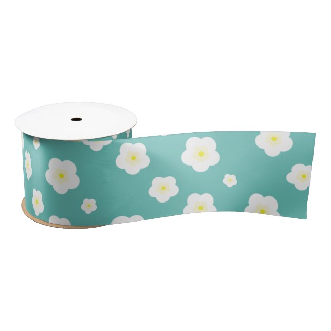 Modern summer gradient daisy flower pattern  satin ribbon (Spool)