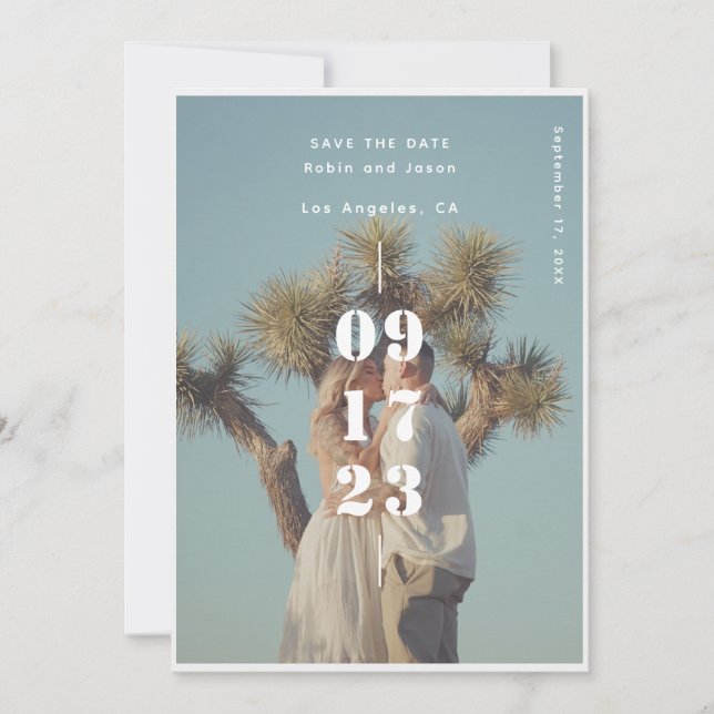 Modern Summer Inline Wedding Photo Save The Date (Front)