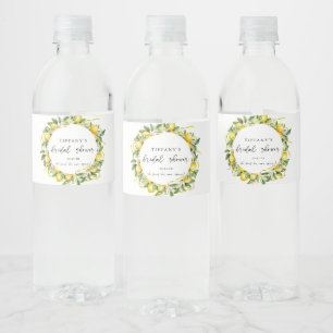 Modern Summer Lemon Citrus Bridal Shower Water Bottle Label