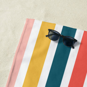 Modern Summer Multicolored Vertical Stripes Beach Towel