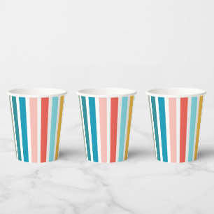 Modern Summer Multicolored Vertical Stripes Paper Cups