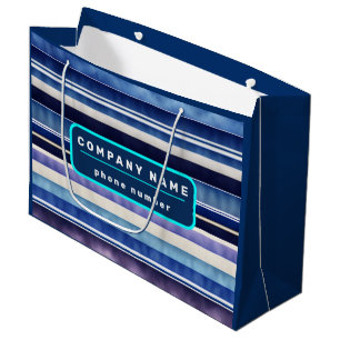 Modern Summer Navy Blue Boat Stripes Collection Large Gift Bag