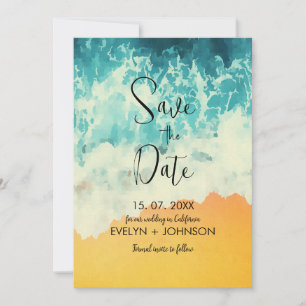 Modern Summer Ocean Beach Wedding Save The Date