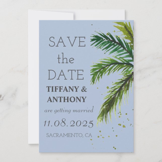 Modern Summer Ocean Beach Wedding Save The Date (Front)