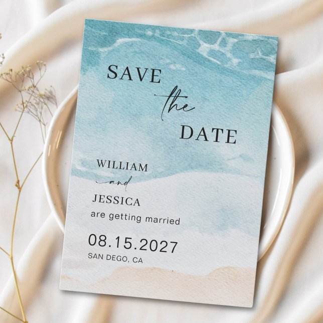 Modern Summer Ocean Beach Wedding Save The Date (Creator Uploaded)