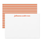 Modern Summer Orange Striped Personalised Name