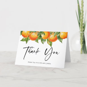 Modern Summer Oranges Citrus Bridal Shower Thank You Card