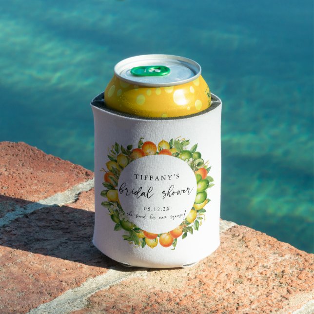 Modern Summer Oranges Lemon Citrus Bridal Shower Can Cooler (In Situ Pool)