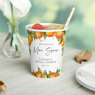 Modern Summer Oranges Lemon Citrus Bridal Shower Paper Cups