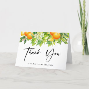 Modern Summer Oranges Lemon Citrus Bridal Shower Thank You Card