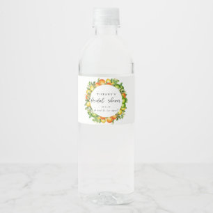 Modern Summer Oranges Lemon Citrus Bridal Shower Water Bottle Label