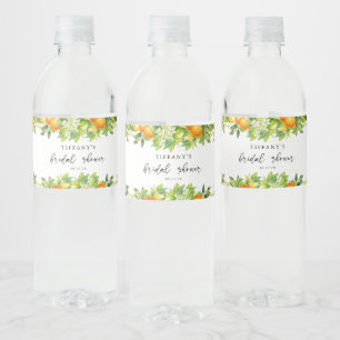 Modern Summer Oranges Lemon Citrus Bridal Shower Water Bottle Label